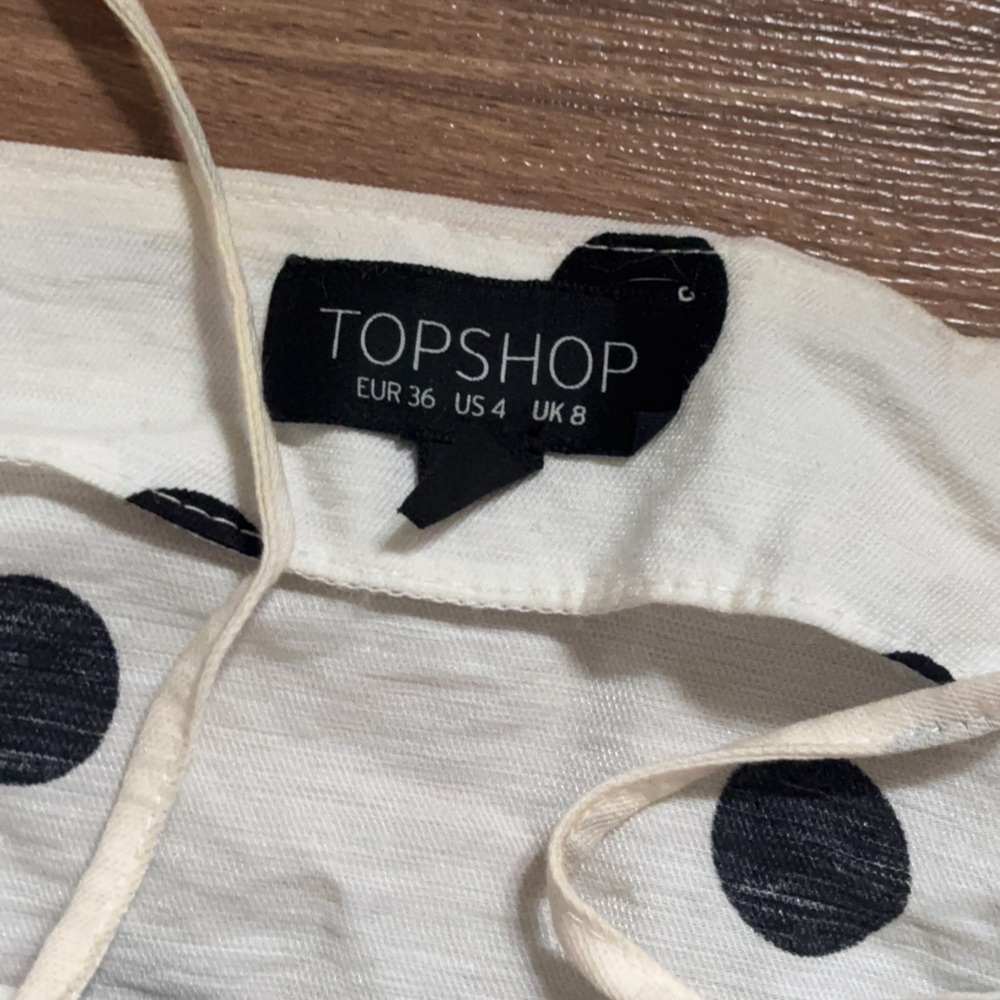 TOPSHOP Polka Dot Ruffle Crop Top - Black & White - Picture 4 of 5
